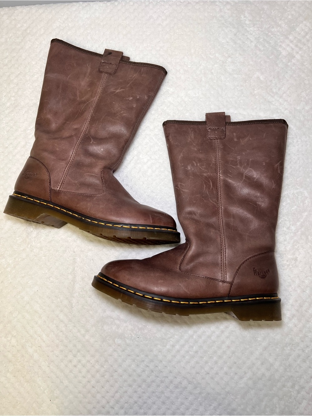 Dr. Martens Brown Leather Pull-On faux fur lined Boots